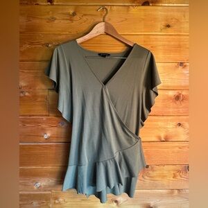 Banana Republic top - wrap around style with belt in olive green.